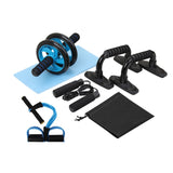 5-in-1 AB Roller Kit Abdominal Press Wheel Pro with Push-UP Bar Jump Rope Knee Pad Gym Home Exercise Fitness Workout Equipment