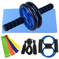 5-in-1 AB Roller Kit Abdominal Press Wheel Pro with Push-UP Bar Jump Rope Knee Pad Gym Home Exercise Fitness Workout Equipment