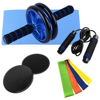 5-in-1 AB Roller Kit Abdominal Press Wheel Pro with Push-UP Bar Jump Rope Knee Pad Gym Home Exercise Fitness Workout Equipment