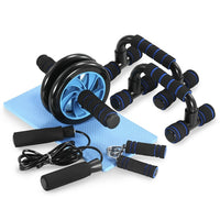 5-in-1 AB Roller Kit Abdominal Press Wheel Pro with Push-UP Bar Jump Rope Knee Pad Gym Home Exercise Fitness Workout Equipment