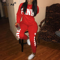 Two Piece Tracksuit PINK Printed Sport Suit  Solid Sexy Sportswear Gym Wear Women Tops Skinny Pants Workout Wear