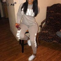 Two Piece Tracksuit PINK Printed Sport Suit  Solid Sexy Sportswear Gym Wear Women Tops Skinny Pants Workout Wear