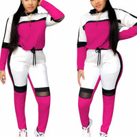Two Piece Tracksuit PINK Printed Sport Suit  Solid Sexy Sportswear Gym Wear Women Tops Skinny Pants Workout Wear