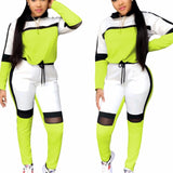 Two Piece Tracksuit PINK Printed Sport Suit  Solid Sexy Sportswear Gym Wear Women Tops Skinny Pants Workout Wear