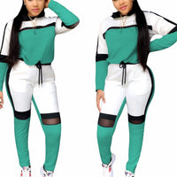 Two Piece Tracksuit PINK Printed Sport Suit  Solid Sexy Sportswear Gym Wear Women Tops Skinny Pants Workout Wear