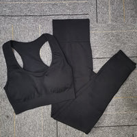 Seamless Yoga Set Women Fitness Sport Suits GYM Set Sportswear Shirts High Waist Running Girl Leggings Workout Pants Female Bras