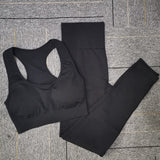 Seamless Yoga Set Women Fitness Sport Suits GYM Set Sportswear Shirts High Waist Running Girl Leggings Workout Pants Female Bras