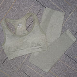 Seamless Yoga Set Women Fitness Sport Suits GYM Set Sportswear Shirts High Waist Running Girl Leggings Workout Pants Female Bras