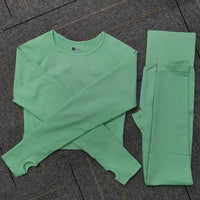Seamless Yoga Set Women Fitness Sport Suits GYM Set Sportswear Shirts High Waist Running Girl Leggings Workout Pants Female Bras