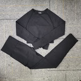 Seamless Yoga Set Women Fitness Sport Suits GYM Set Sportswear Shirts High Waist Running Girl Leggings Workout Pants Female Bras