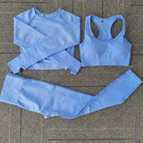 Seamless Yoga Set Women Fitness Sport Suits GYM Set Sportswear Shirts High Waist Running Girl Leggings Workout Pants Female Bras