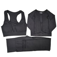 Seamless Yoga Set Women Fitness Sport Suits GYM Set Sportswear Shirts High Waist Running Girl Leggings Workout Pants Female Bras