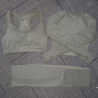 Seamless Yoga Set Women Fitness Sport Suits GYM Set Sportswear Shirts High Waist Running Girl Leggings Workout Pants Female Bras