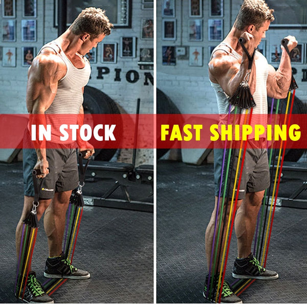 11pcs/set 100LBS Resistance Bands Set Expander Yoga Workout Exercise Fitness Gym Equipment for Home Latex Elastic Booty Bands